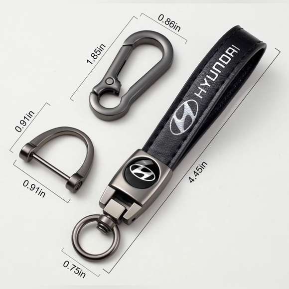 COPY - 🆕 Hyundai Genuine Black Leather Car Keychain Key Chain Fob Ring Holder A… - Picture 2 of 9